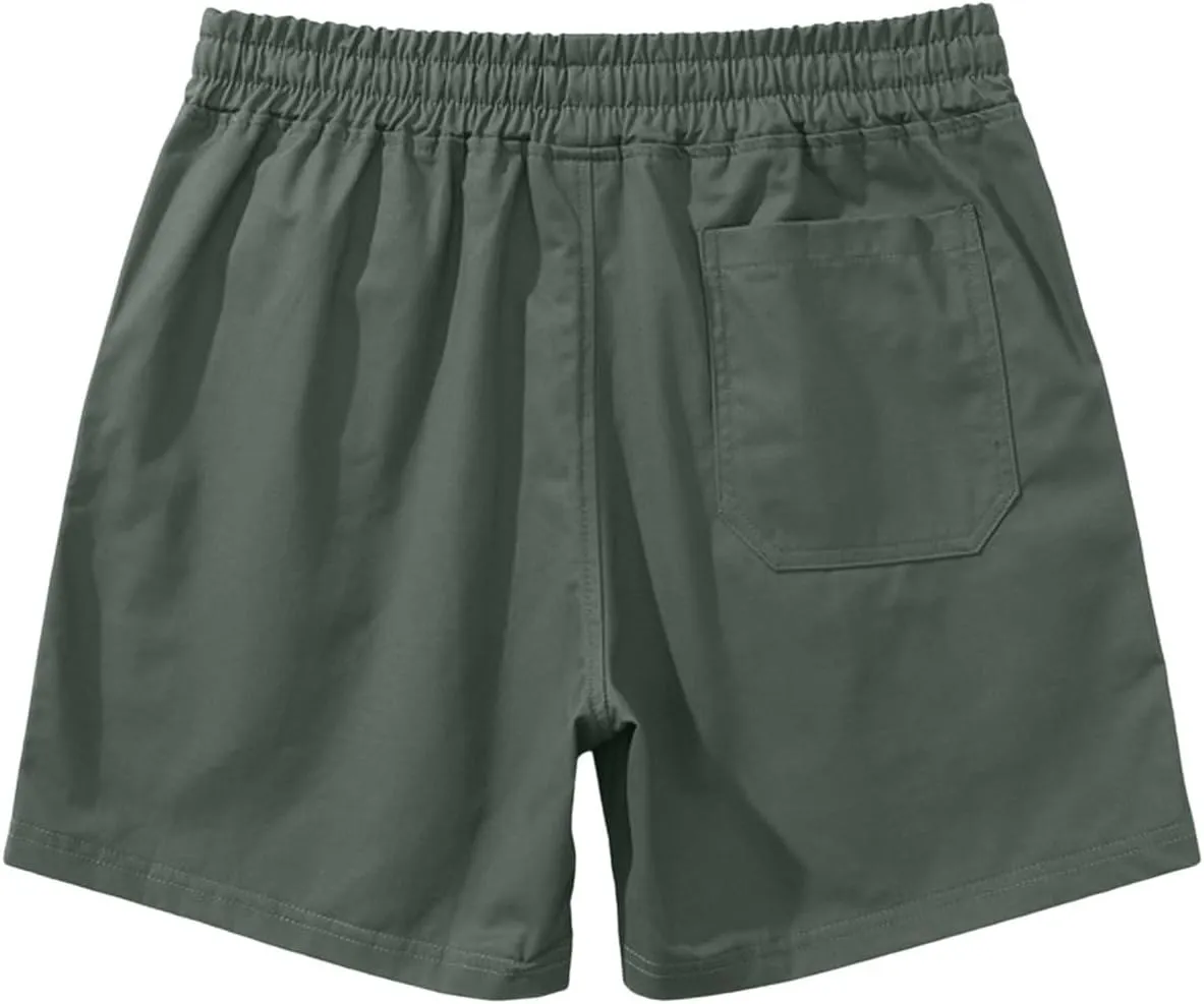 Men Shorts Slim Fit Flat Front Stretch Casual Short Shorts Outdoor Athletic Workout Running Comfy Activewear Pants