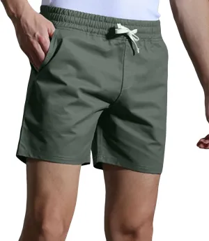 Men Shorts Slim Fit Flat Front Stretch Casual Short Shorts Outdoor Athletic Workout Running Comfy Activewear Pants