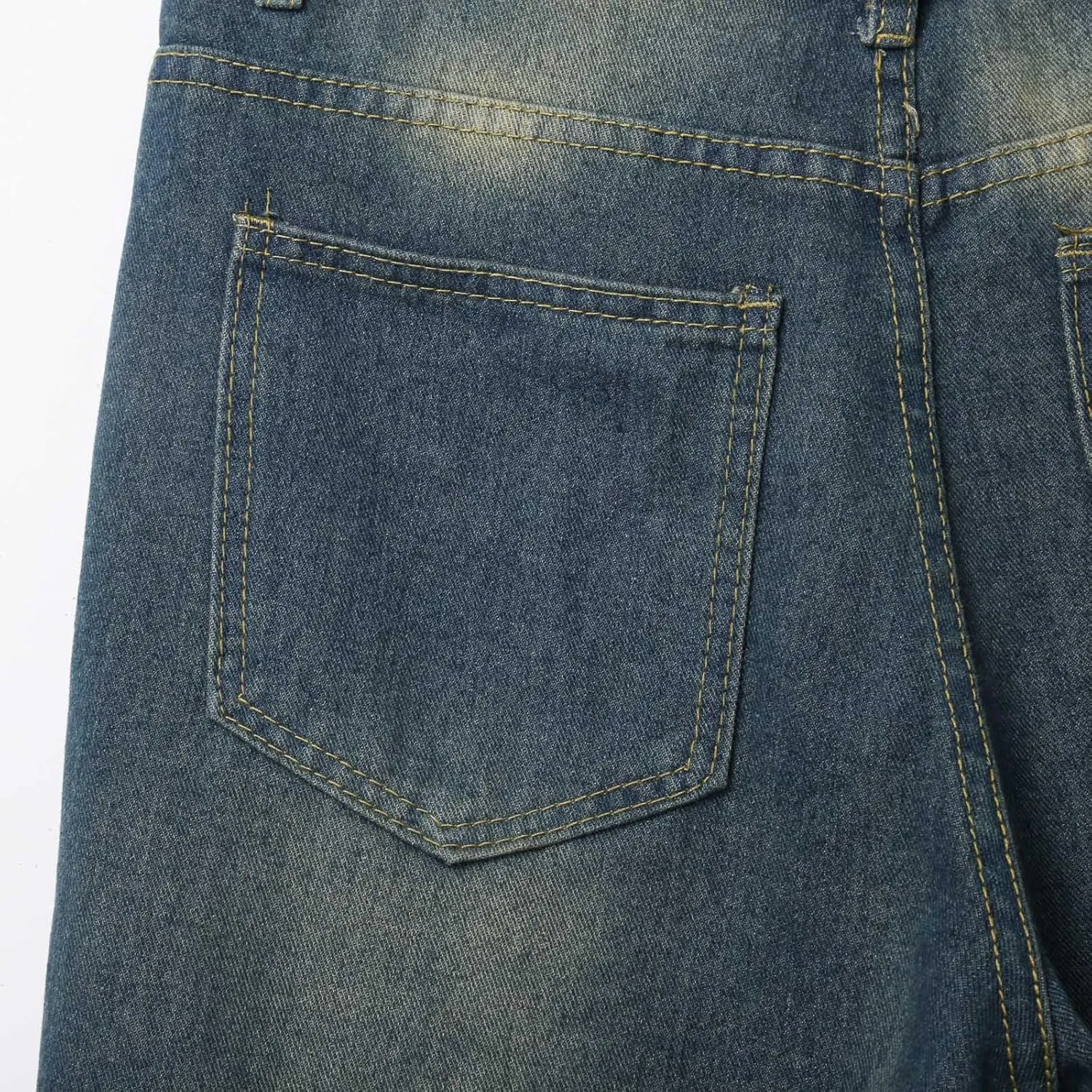Men Y2K Grunge Baggy Jean Shorts Casual Hip Hop Long Loose Fit Denim Shorts Streetwear with Pockets