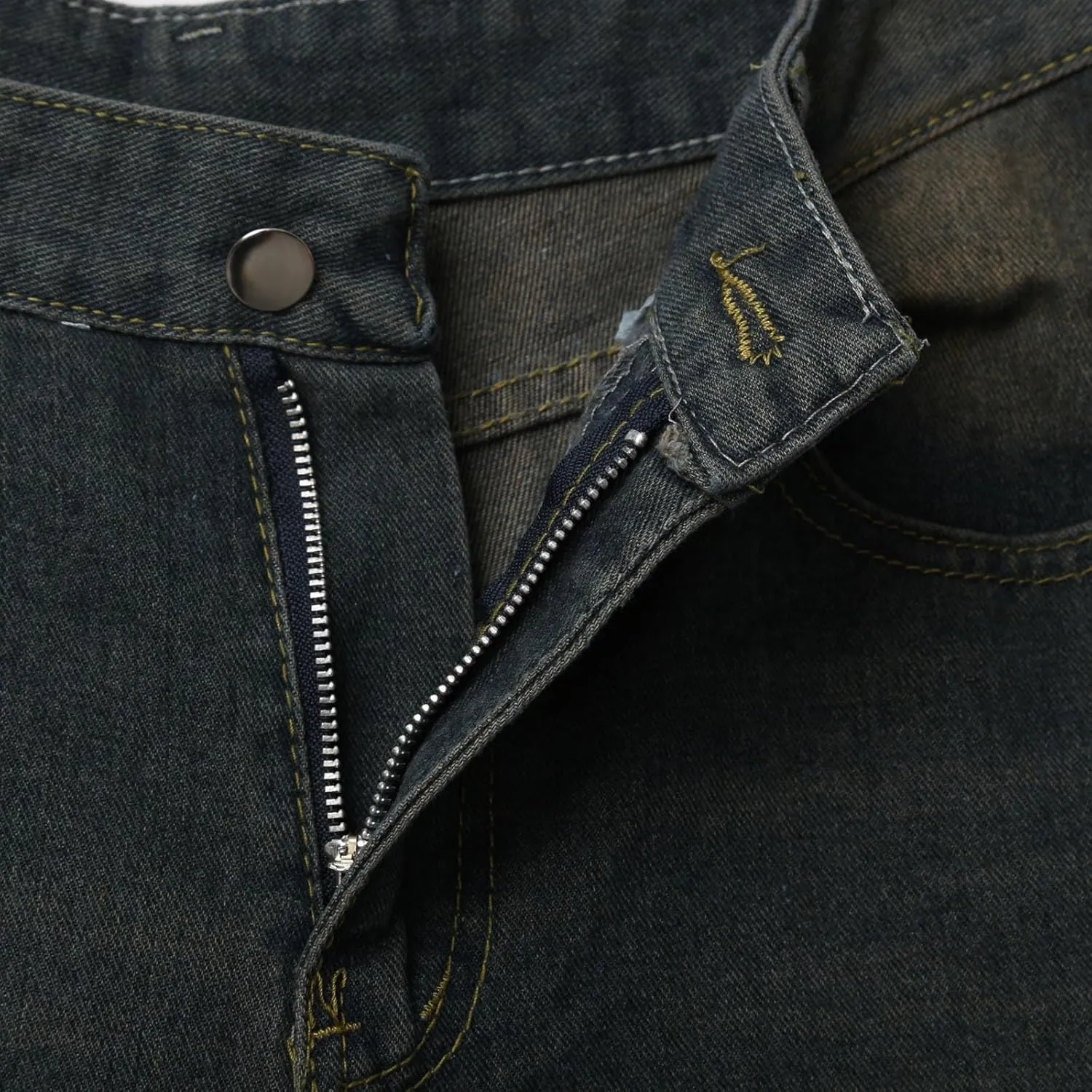 Men Y2K Grunge Baggy Jean Shorts Summer Casual Hip Hop Mid Loose Fit Denim Shorts Streetwear