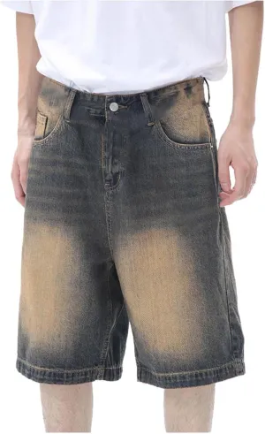 Men Y2K Vintage Baggy Jean Shorts Casual Summer Hip Hop Cargo Pants Loose Fit Denim Shorts Trendy Outfits