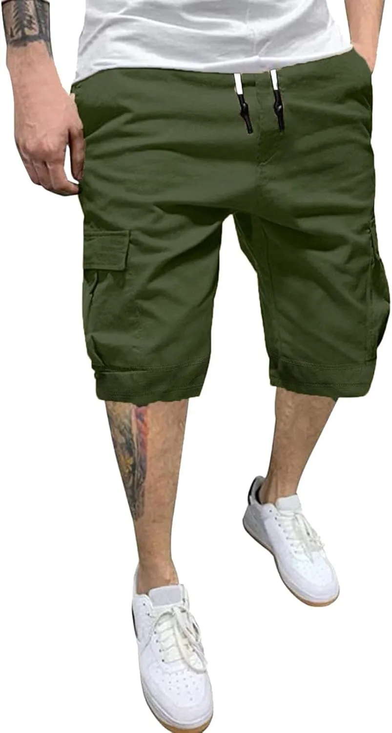 Mens 2024 Cargo Shorts Multi Pockets Combat Track Fashion Outdoor Hiking Bermuda Solid Hipster Street Versatile Casual Pants