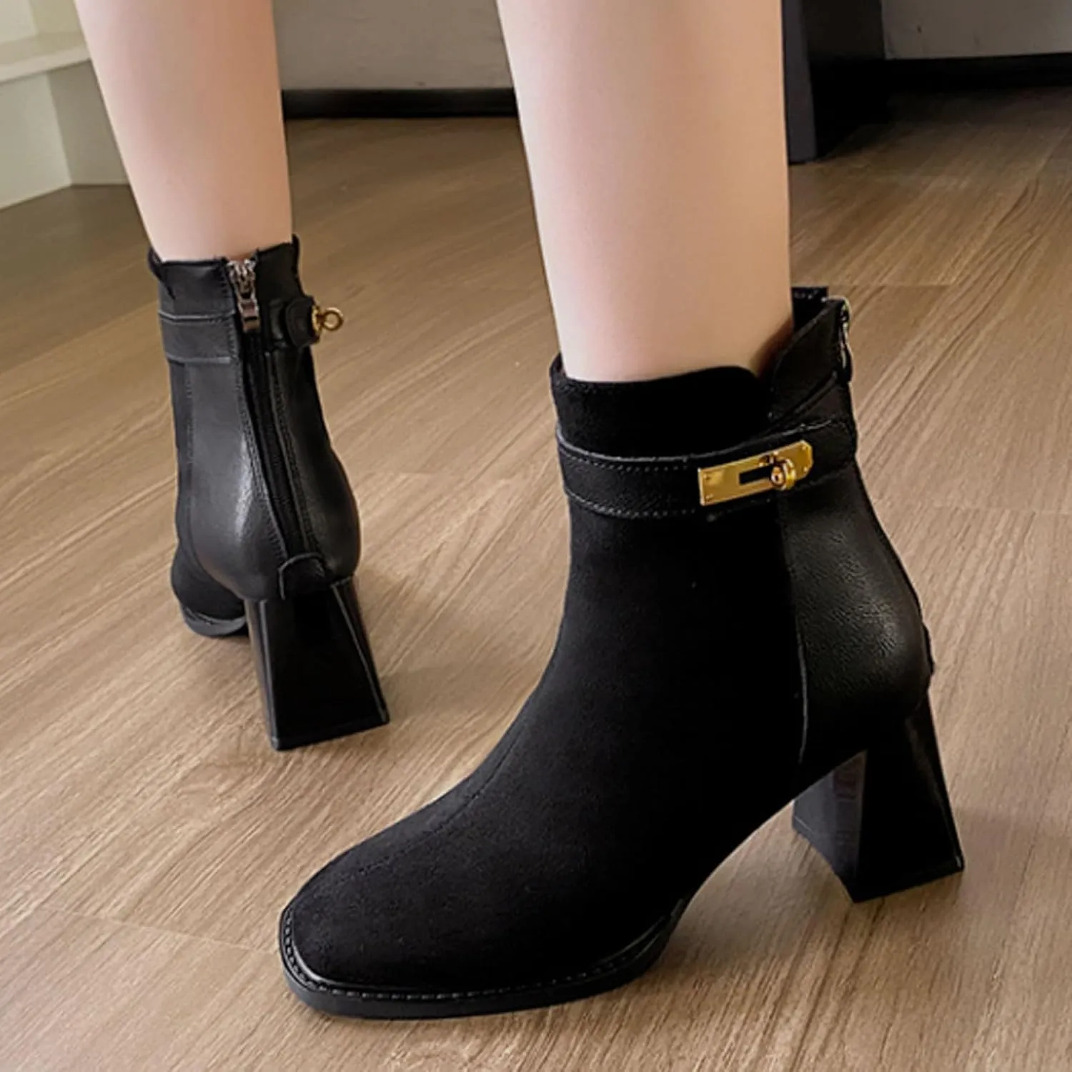 Mens Ankle Boots Woman Cowboy Boots Dancing Boots for Women Tall Leather Boots for Women Womens Ankle Boots with Heel Women's Black Suede Flat Ankle Boots
