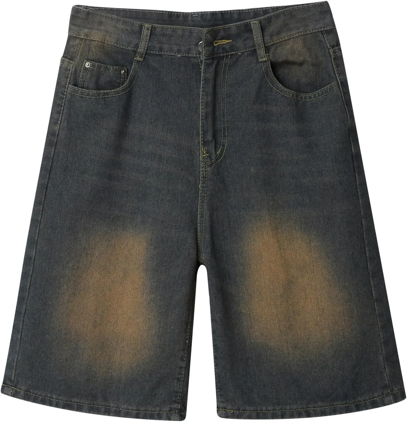 Men's Baggy Jean Shorts Loose Fit Mid Denim Shorts Wide Leg Aesthetic Pants Streetwear