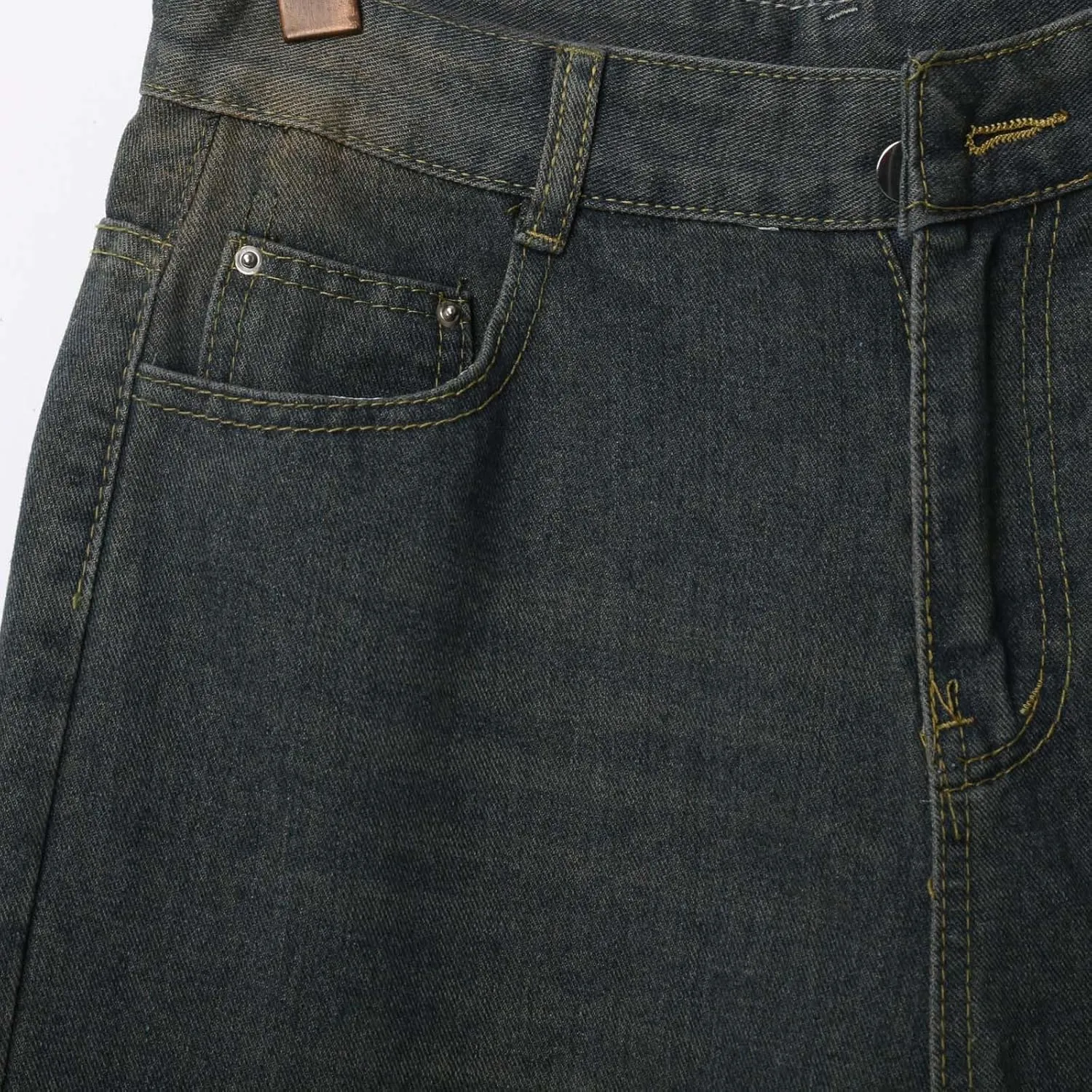 Men's Baggy Jean Shorts Loose Fit Mid Denim Shorts Wide Leg Aesthetic Pants Streetwear
