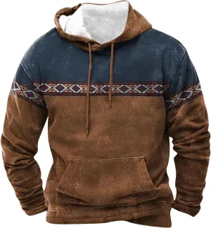 Men's Blue, Black, Brown Polyester Classic Hoodie with Half Sleeve and Hooded Neck
