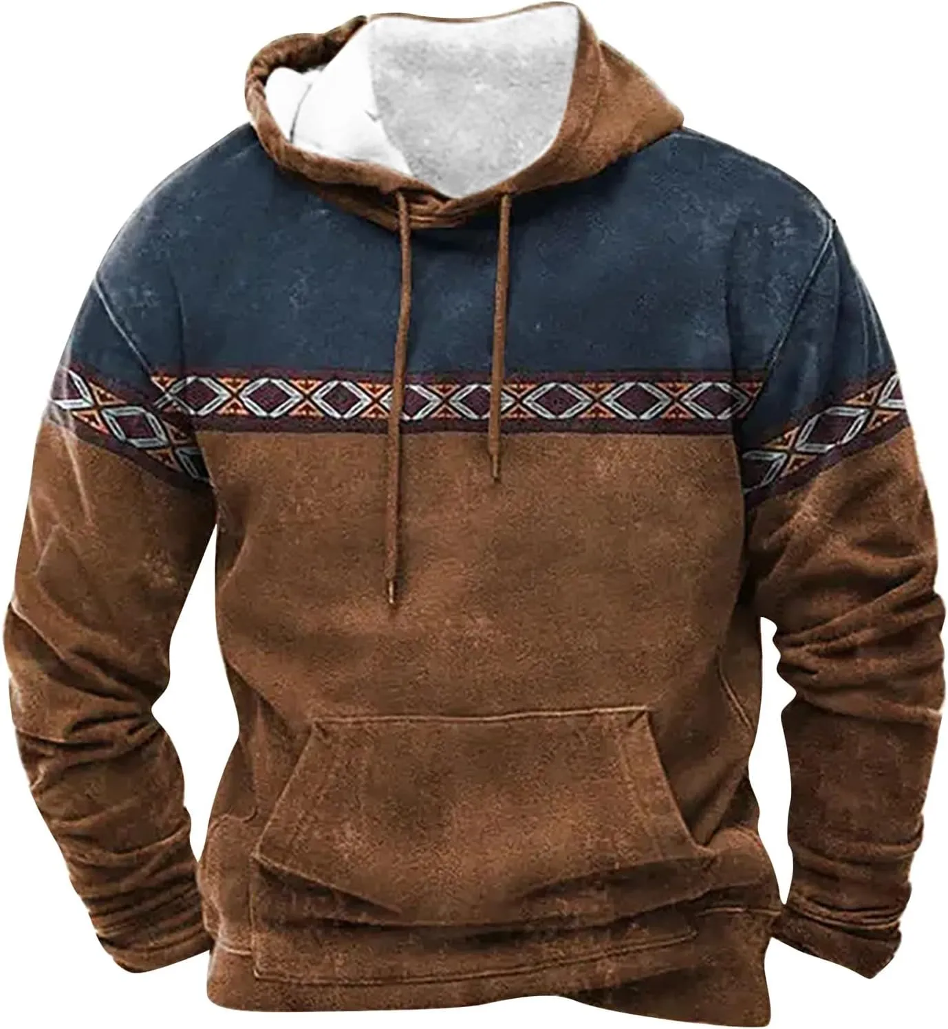 Men's Blue, Black, Brown Polyester Classic Hoodie with Half Sleeve and Hooded Neck