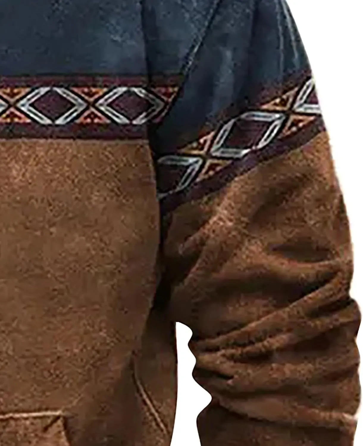 Men's Blue, Black, Brown Polyester Classic Hoodie with Half Sleeve and Hooded Neck