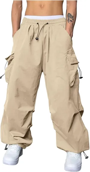 Mens Cargos Pant Drawstring Elastic Waist Work Pant with Pockets Casual Stretch Cargo Joggers Men