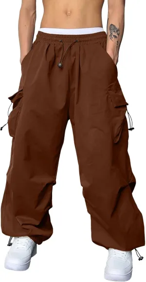 Mens Cargos Pant Drawstring Elastic Waist Work Pant with Pockets Casual Stretch Cargo Joggers Men