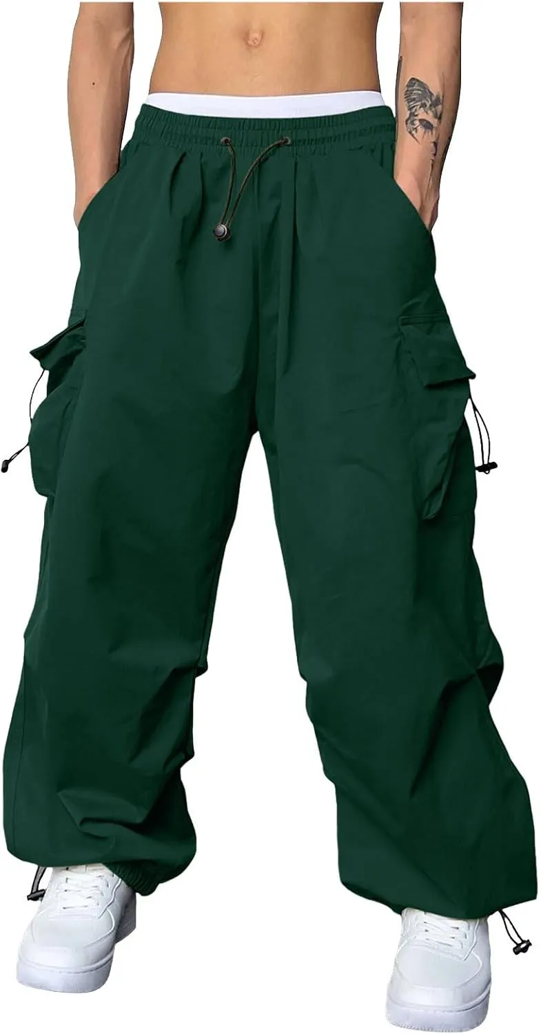 Mens Cargos Pant Drawstring Elastic Waist Work Pant with Pockets Casual Stretch Cargo Joggers Men
