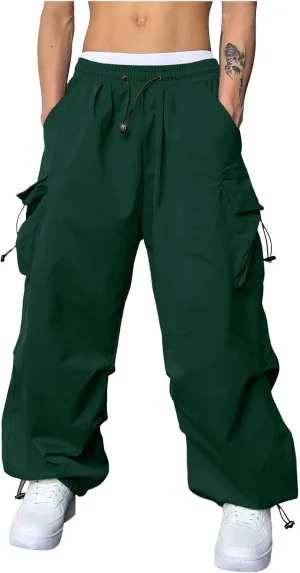 Mens Cargos Pant Drawstring Elastic Waist Work Pant with Pockets Casual Stretch Cargo Joggers Men
