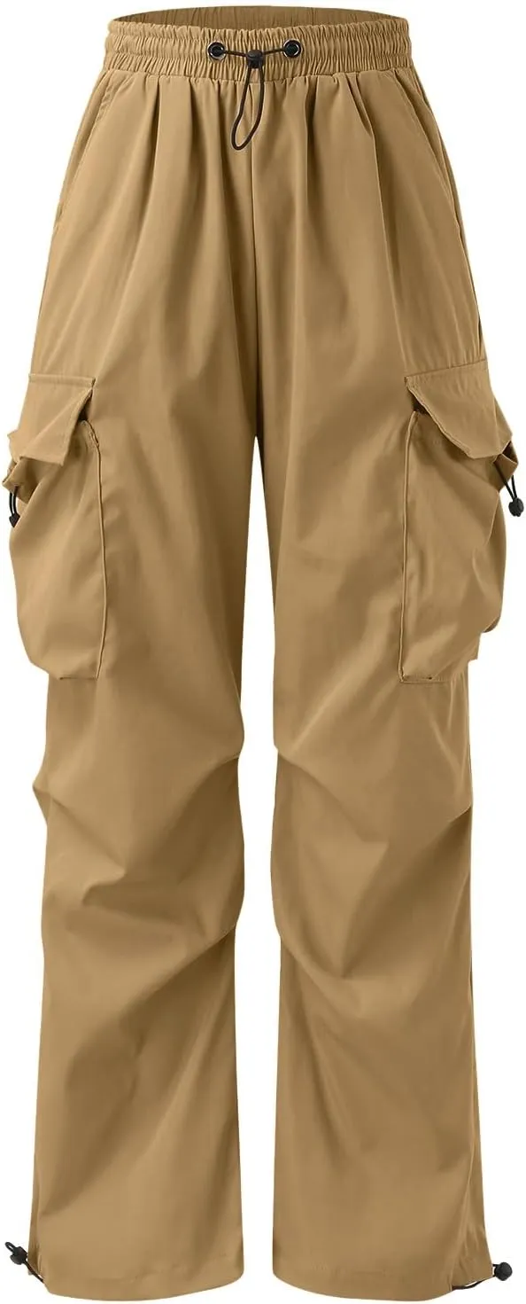 Mens Cargos Pant Drawstring Elastic Waist Work Pant with Pockets Casual Stretch Cargo Joggers Men
