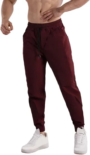 Mens Casual Cargo Pants Casual Elastic Waist Drawstring Trousers Slim Fit Cinch Bottom Tapered Sweatpants for Men