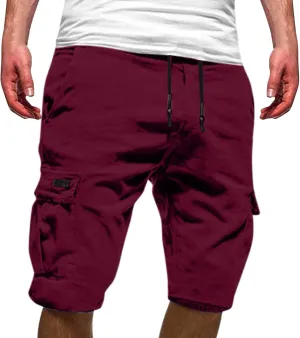 Men's Casual Cargo Shorts Classic Fit Athletic Shorts Cotton Cargo Shorts for Men Summer Beach Shorts with 4 Pockets