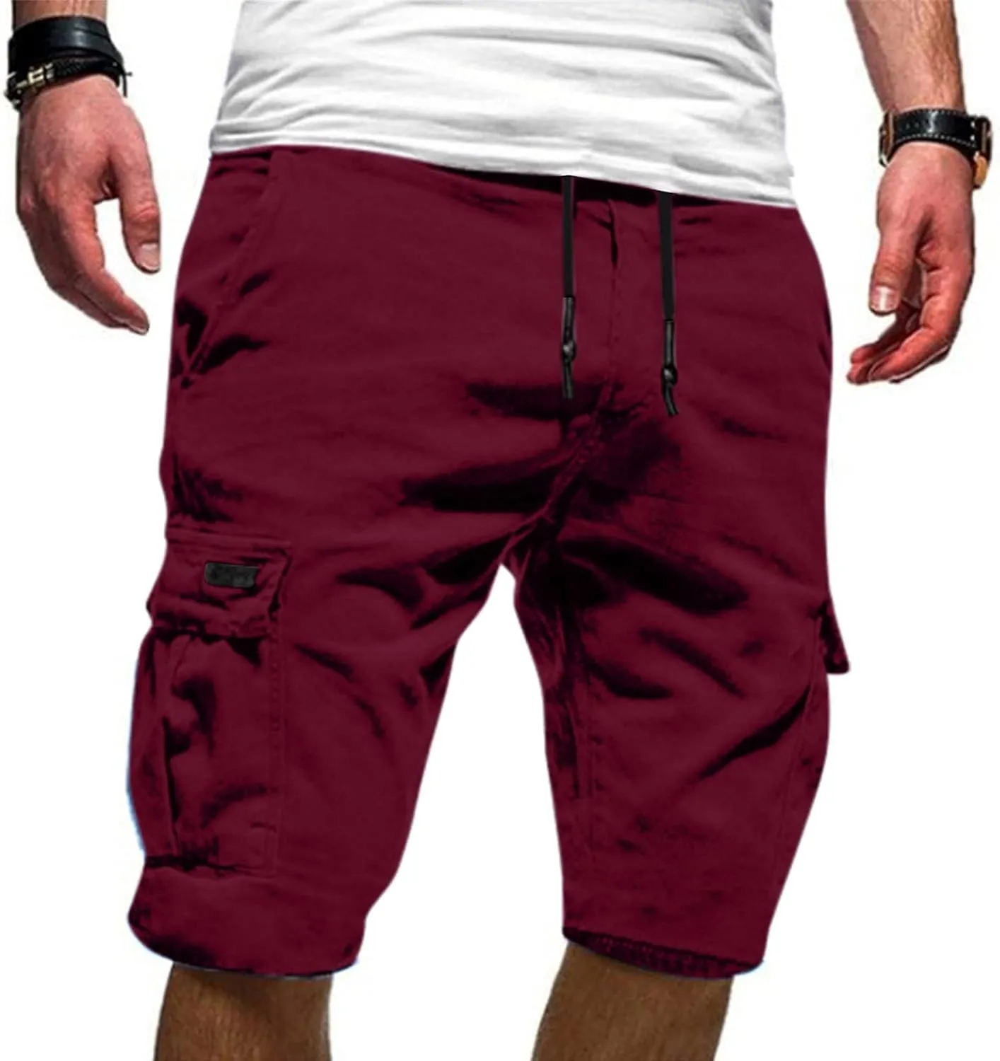 Men's Casual Cargo Shorts Classic Fit Athletic Shorts Cotton Cargo Shorts for Men Summer Beach Shorts with 4 Pockets