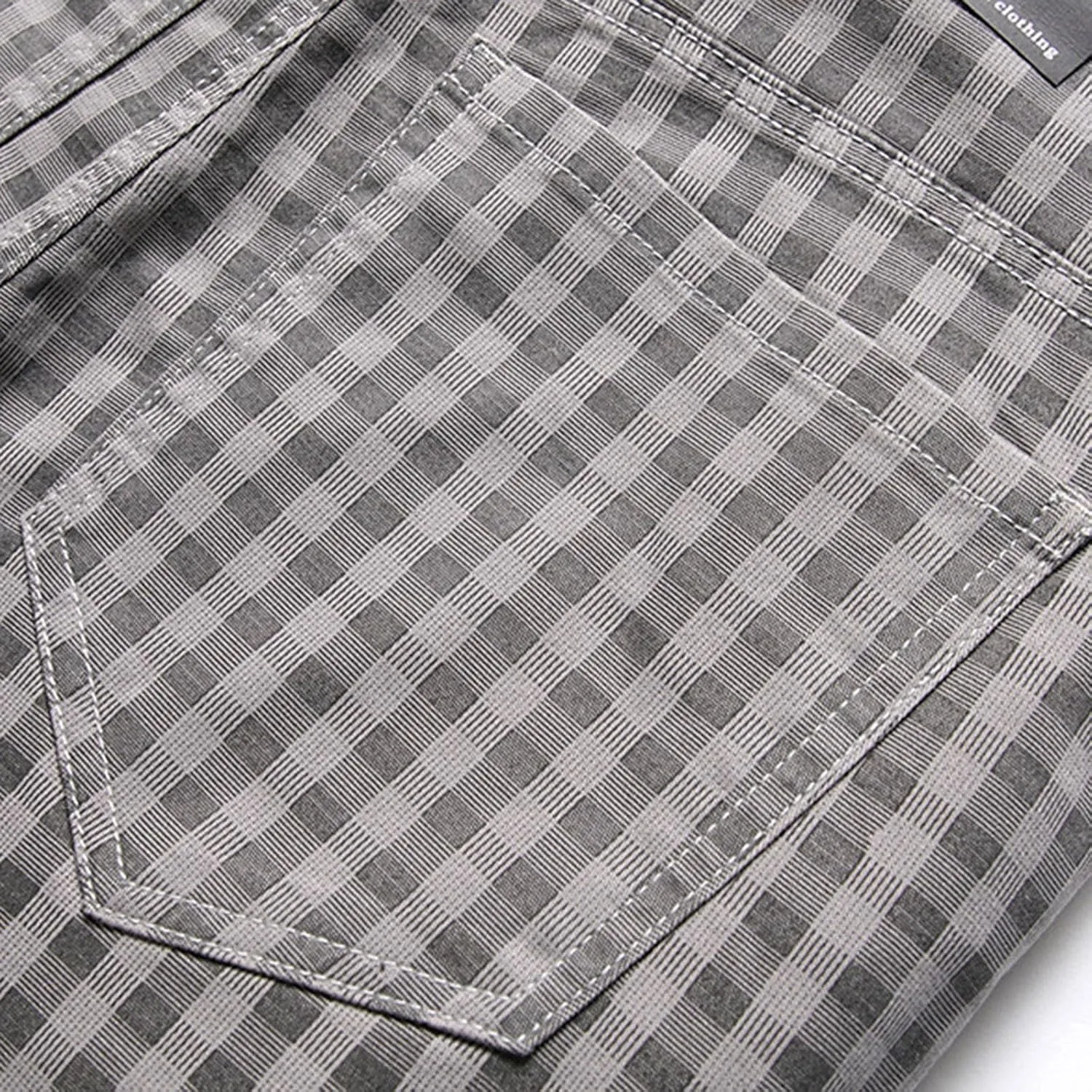 Mens Casual Chino Pants Plaid Striped Print Straight Leg Skinny Classic Denim Pant Business Work Stretch Dress Pant