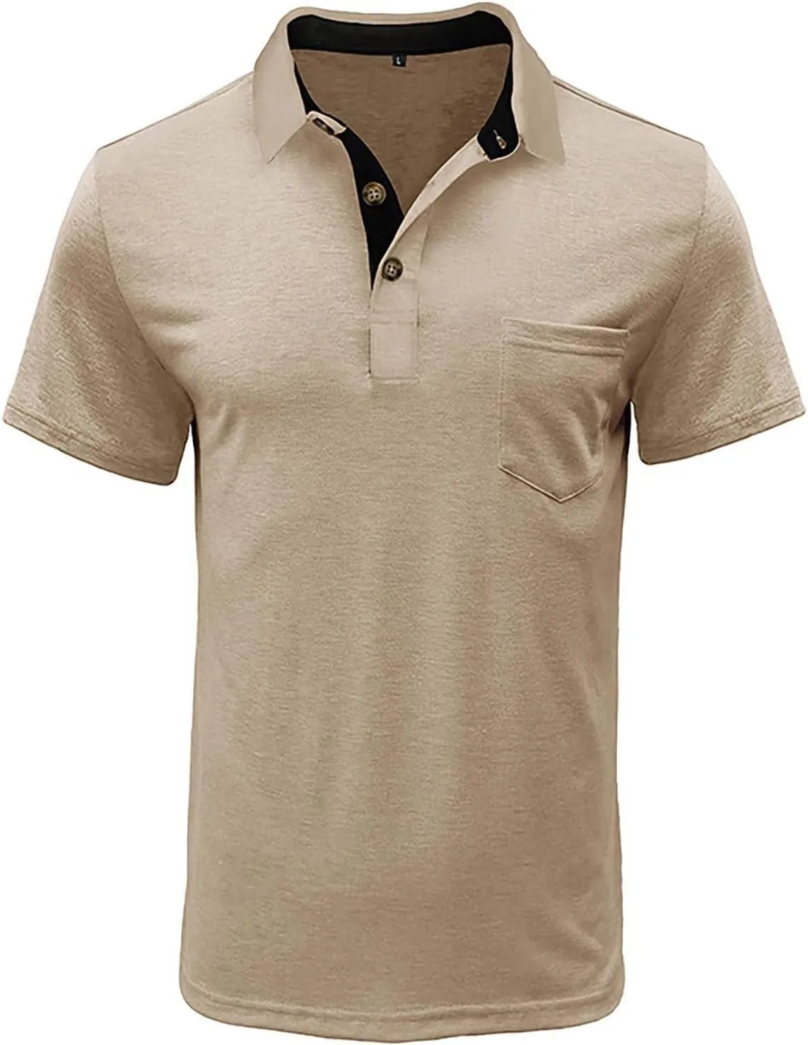 Men's Casual Polo Shirts Classic Cotton Short/Long Sleeve Button Tshirts Regular Fit Vintage Solid Basic Golf Shirts