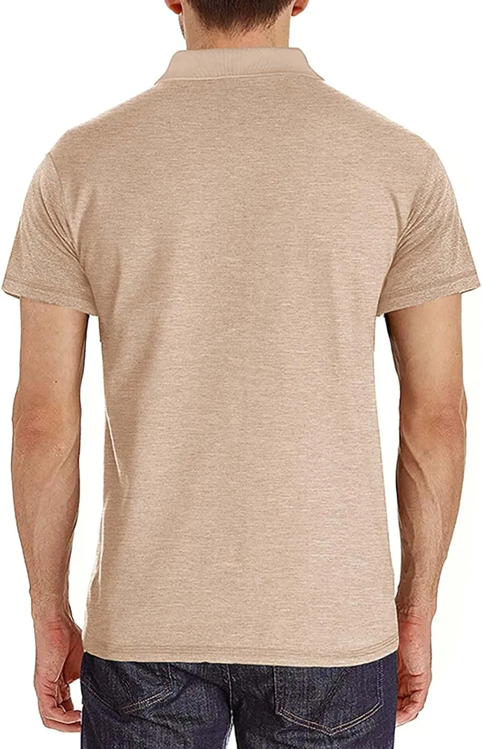 Men's Casual Polo Shirts Classic Cotton Short/Long Sleeve Button Tshirts Regular Fit Vintage Solid Basic Golf Shirts