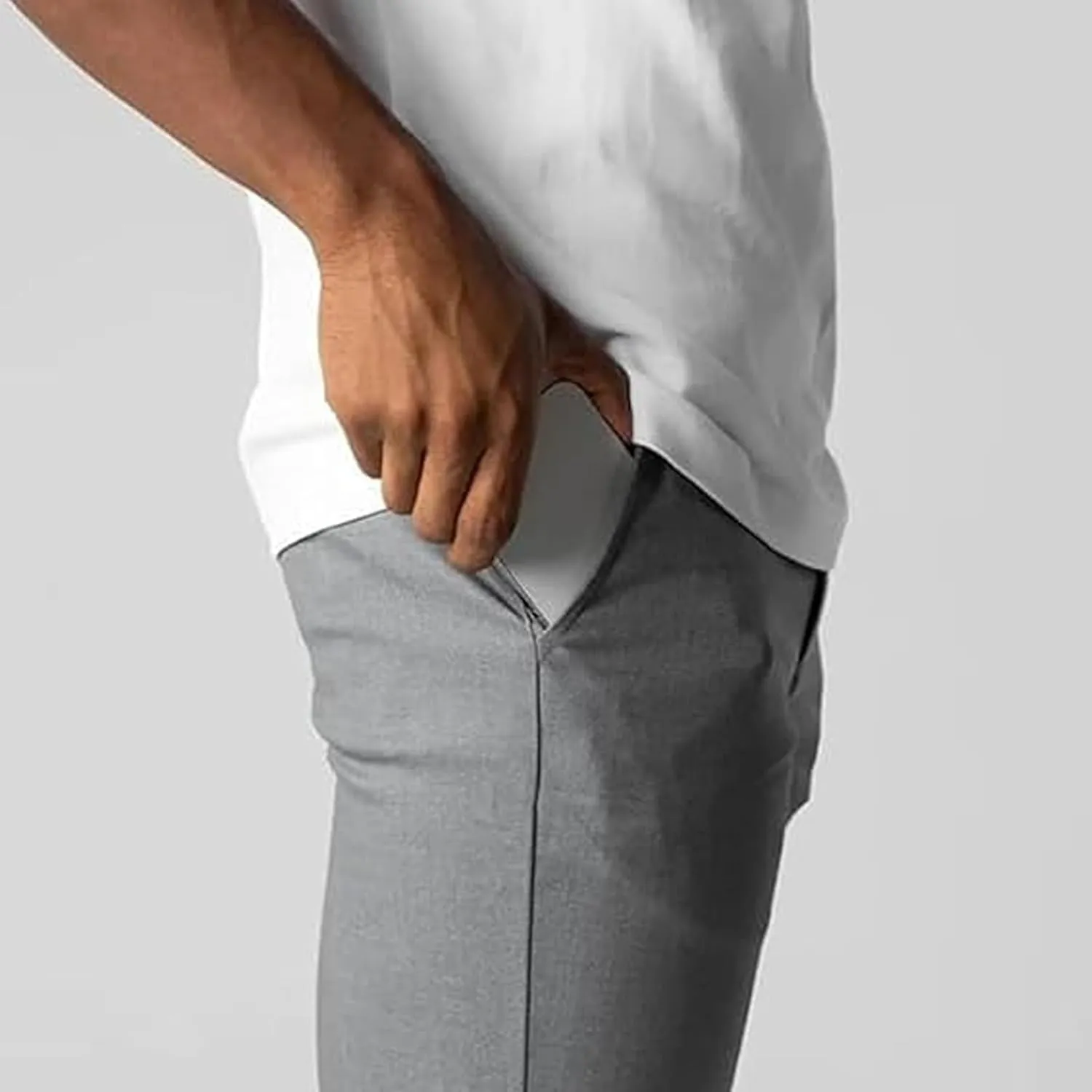 Mens Casual Stretch Chino Dress Pants Classic Active Slim Fit Elasticity Trousers Stretch Flat-Front Tapered Slacks