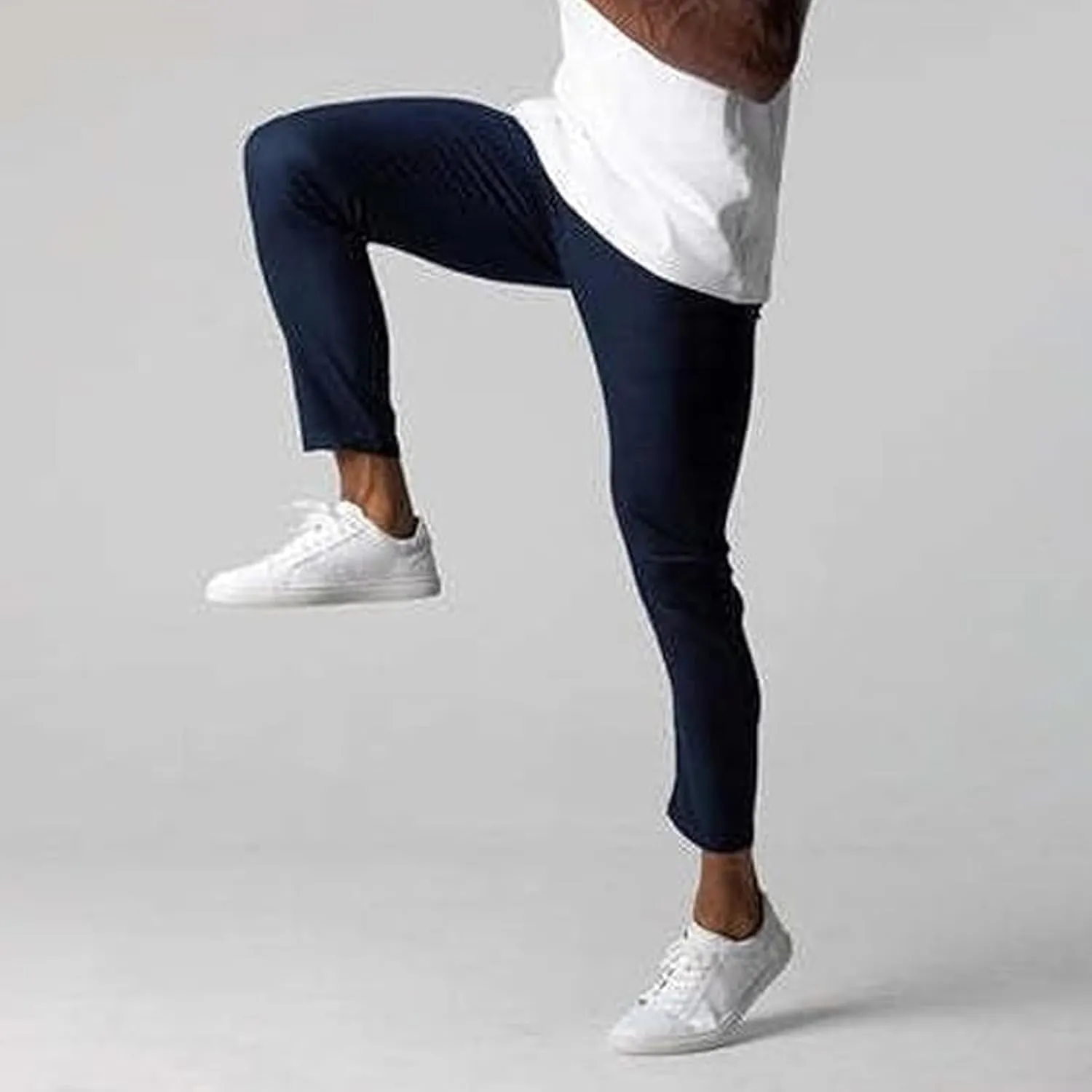 Mens Casual Stretch Chino Dress Pants Classic Active Slim Fit Elasticity Trousers Stretch Flat-Front Tapered Slacks