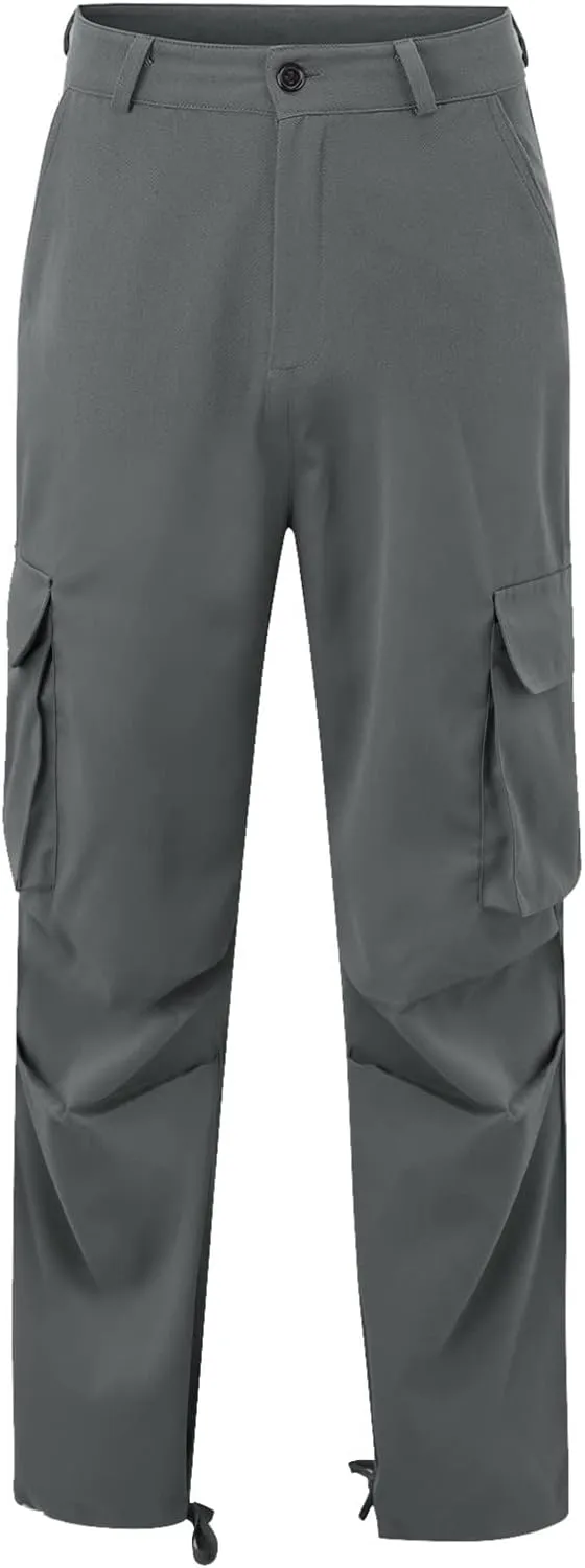 Men's Causal Cotton Cargo Pants,Loose-Fit Comfy Classic Lightweight Daily Wear with Multi-Pocket Athletic Joggers