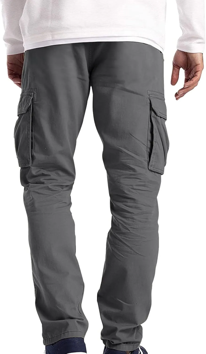 Men's Causal Cotton Cargo Pants,Loose-Fit Comfy Classic Lightweight Daily Wear with Multi-Pocket Athletic Joggers