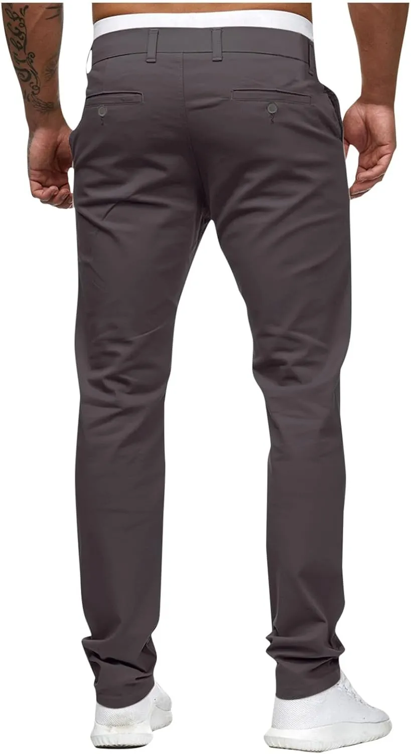 Men's Chino Pants Classic-Fit Casual Stretch Trousers Straight-Fit Wrinkle-Resistant Pants Casual Slim-Fit Pants