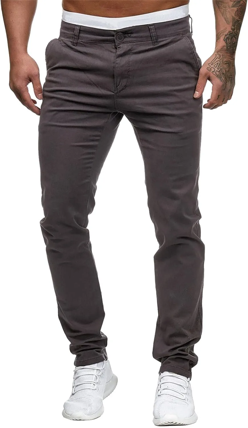 Men's Chino Pants Classic-Fit Casual Stretch Trousers Straight-Fit Wrinkle-Resistant Pants Casual Slim-Fit Pants