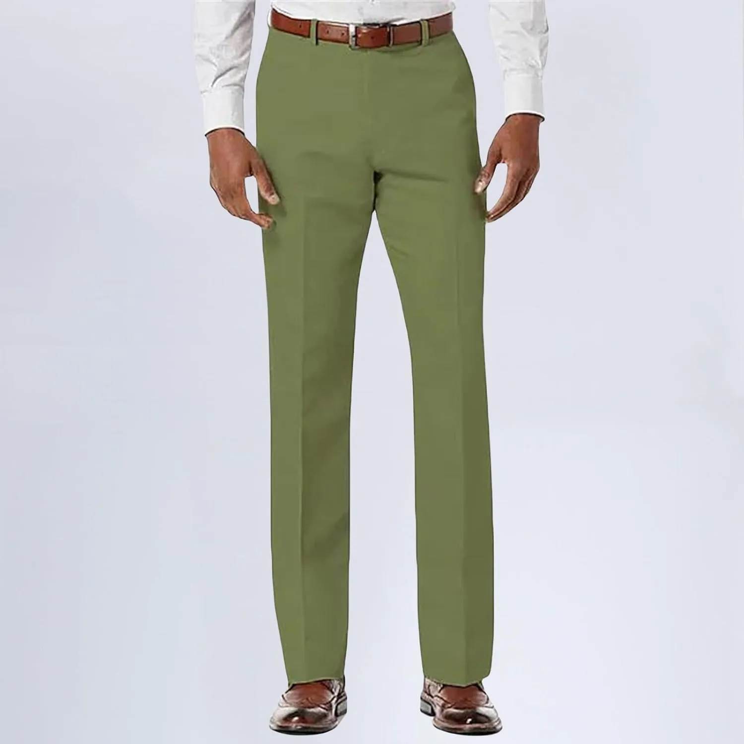 Men's Classic Trousers Slim Fit Straight Leg Pants Lightweight Stretchy Casual Pants Spring Simple Stylish Trousers
