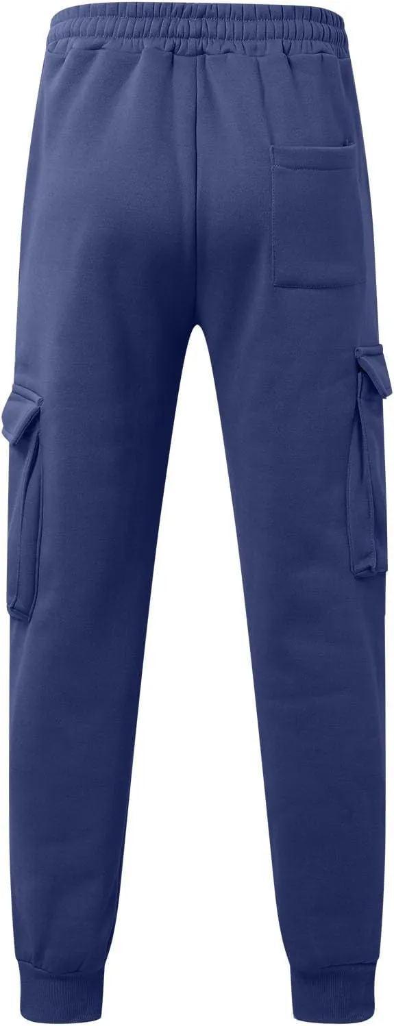 Men's Corduroy Joggers Sweatpants, Casual Cargo Pants, Drawstring Elastic Waist Baggy Tapered Sweatpants with Pockets