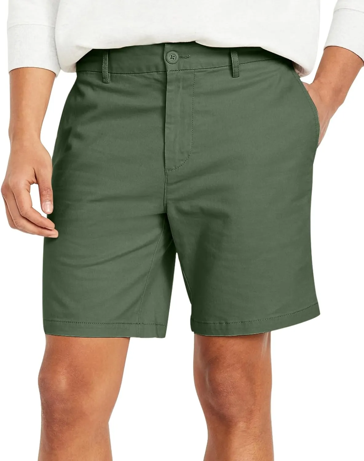 Men's Cotton Chino Shorts Elastic Waist Straight Fit Casual Shorts Slim Lightweight Summer Shorts Plus Size