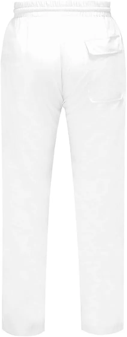 Men's Cotton Linen Drawstring Pants Elastic Waist Casual Long Pants Lightweight Loose Fit for Yoga Jogging Beachwear