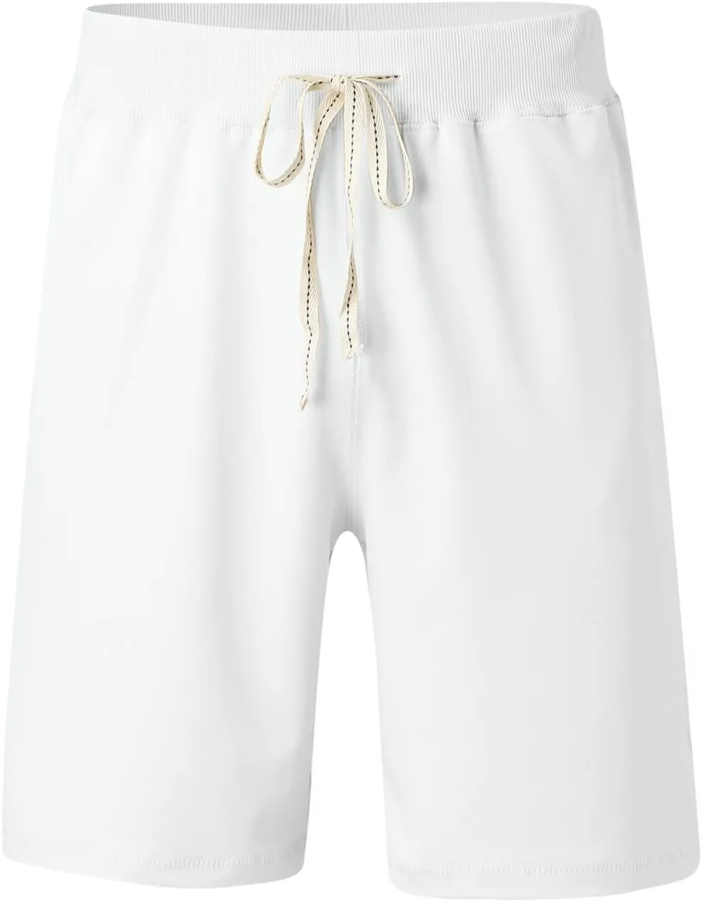 Men's Cotton Shorts 7 Inch Inseam Lightweight Stretch Drawstring Golf Shorts Casual Outdoor Work Shorts
