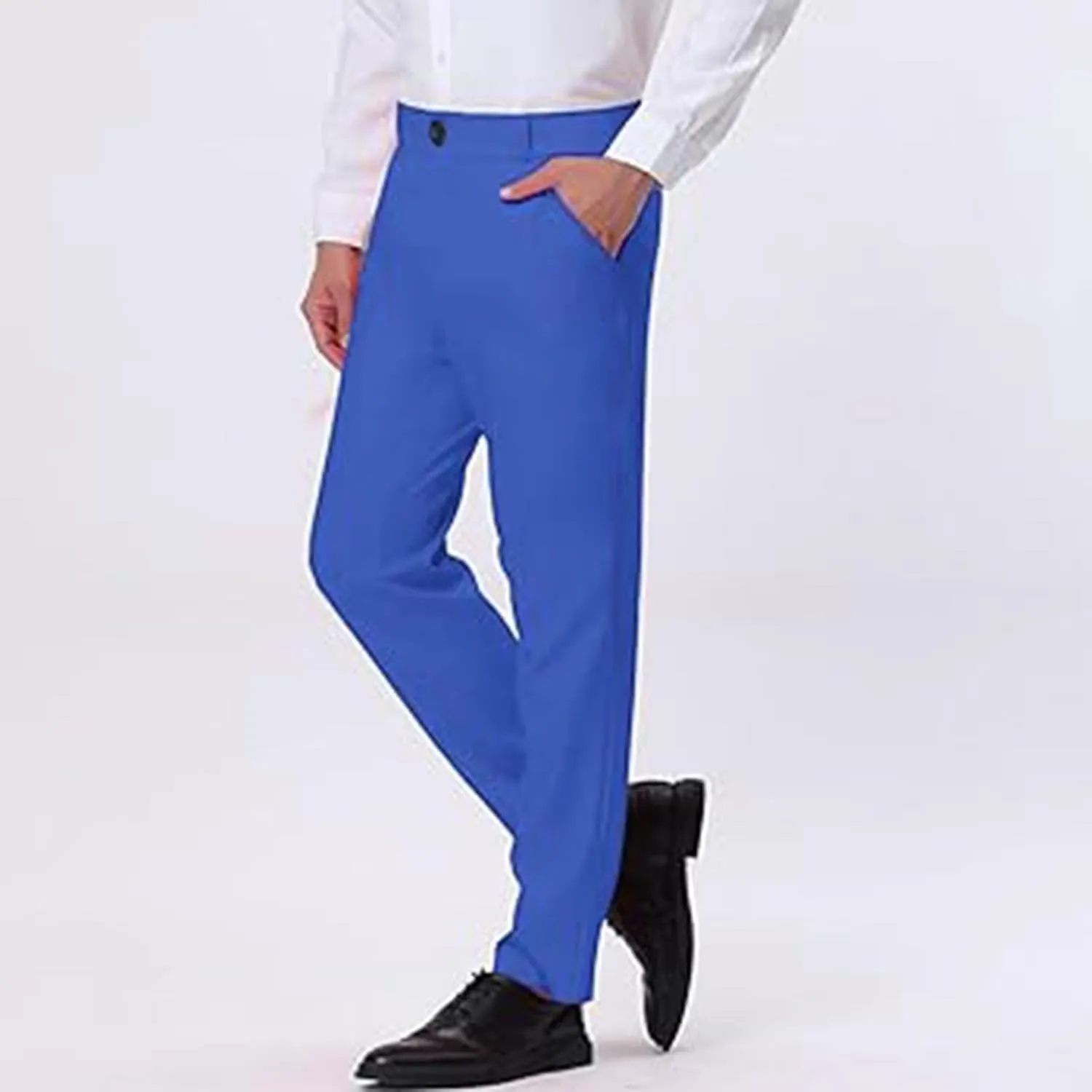 Mens Dress Pants Slim Fit Stretch Formal Pants for Men Golf Pants Wrinkle-Resistant Flat Front Chino Pant Classic