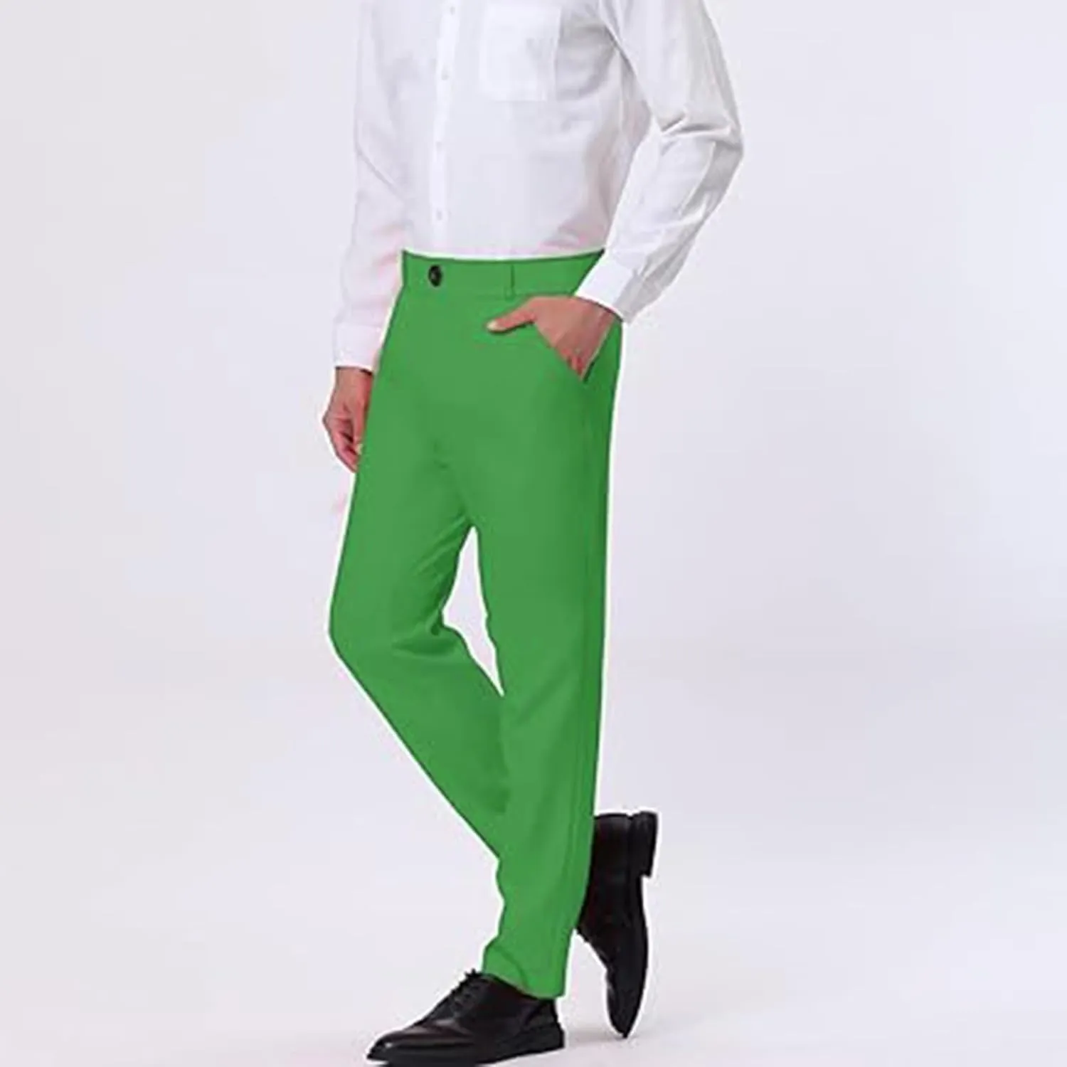 Mens Dress Pants Slim Fit Stretch Formal Pants for Men Golf Pants Wrinkle-Resistant Flat Front Chino Pant Classic