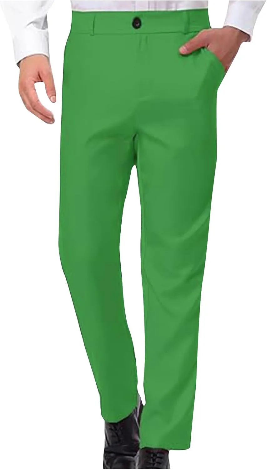 Mens Dress Pants Slim Fit Stretch Formal Pants for Men Golf Pants Wrinkle-Resistant Flat Front Chino Pant Classic