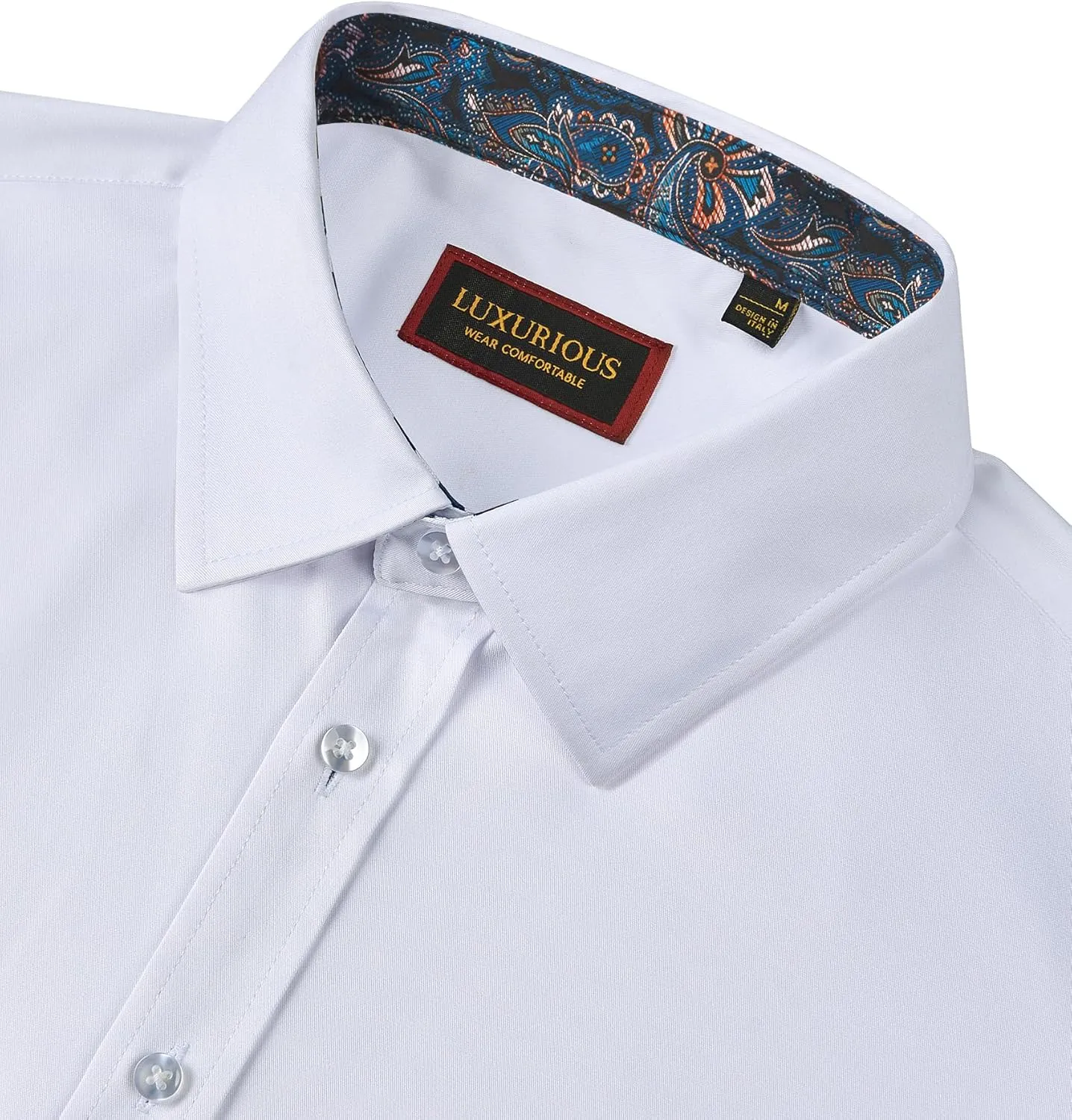 Mens Dress Shirts Long Sleeve Dress Shirts for Men Inner Contrast Button Down Casual Shirts for Men Big and Tall