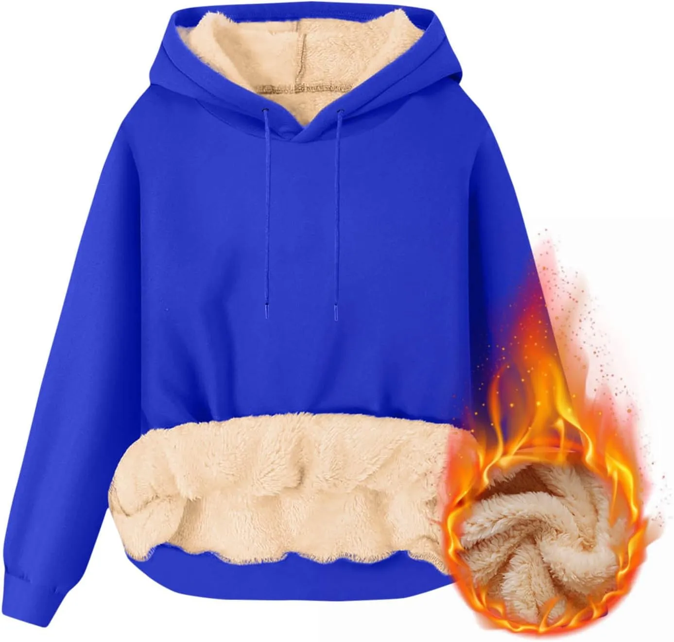 Mens Fleece Pullover Fleece Lined Heavy Weight Hoodie Heavy Duty Winter Hooded Sweatshirt Thermal Warm Sweatshirts