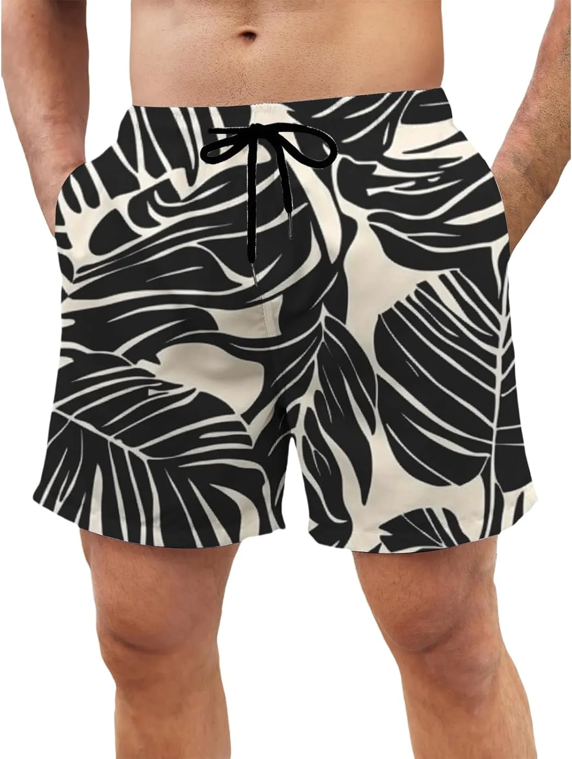 Mens Hawaiian Beach Shorts Drawstring Elastic Waist Summer Swim Trunks Fashion Lightweight Tropical Vacation Shorts