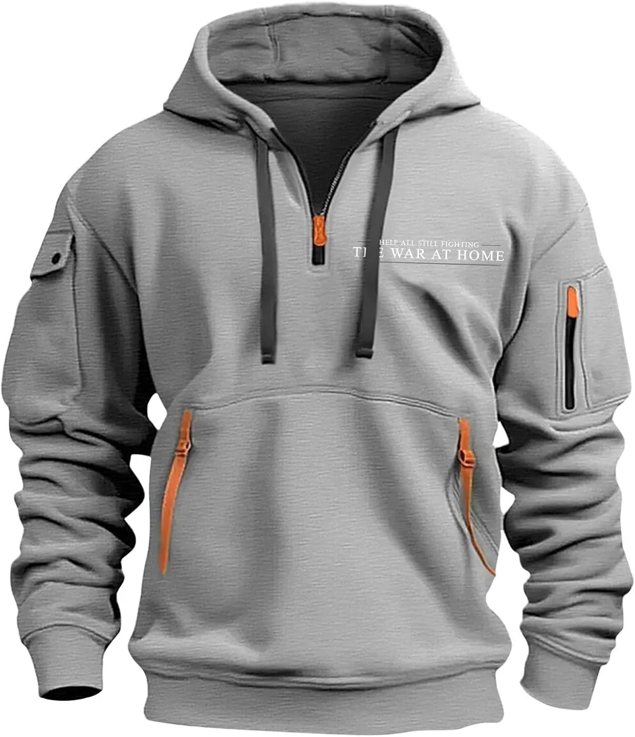 Mens Hoodie 1/4 Zip Comfort Slim Fit Gym Drawstring Mens Sweatshirt Vintage Military Hoodie with Pockets