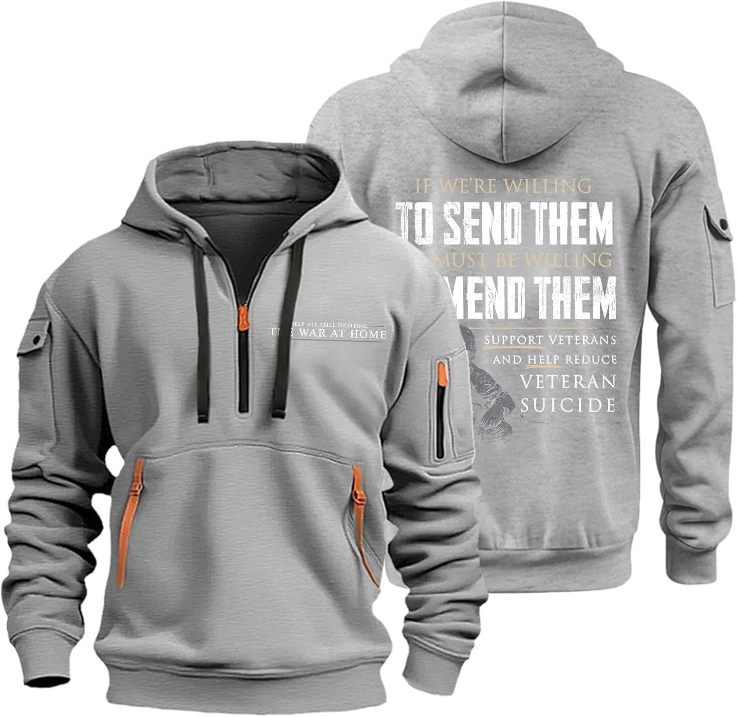 Mens Hoodie 1/4 Zip Comfort Slim Fit Gym Drawstring Mens Sweatshirt Vintage Military Hoodie with Pockets