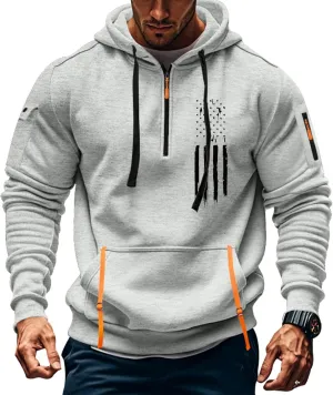 Mens Hoodies 1/4 Zip Slim Fit Basic Comfort Drawstring Mens Sweatshirt Cool Vintage Sweatshirt with Pockets