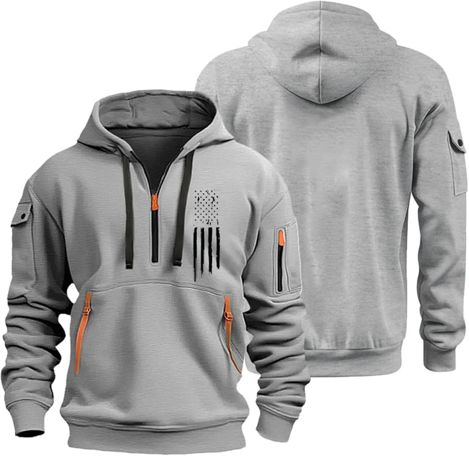 Mens Hoodies 1/4 Zip Slim Fit Basic Comfort Drawstring Mens Sweatshirt Cool Vintage Sweatshirt with Pockets