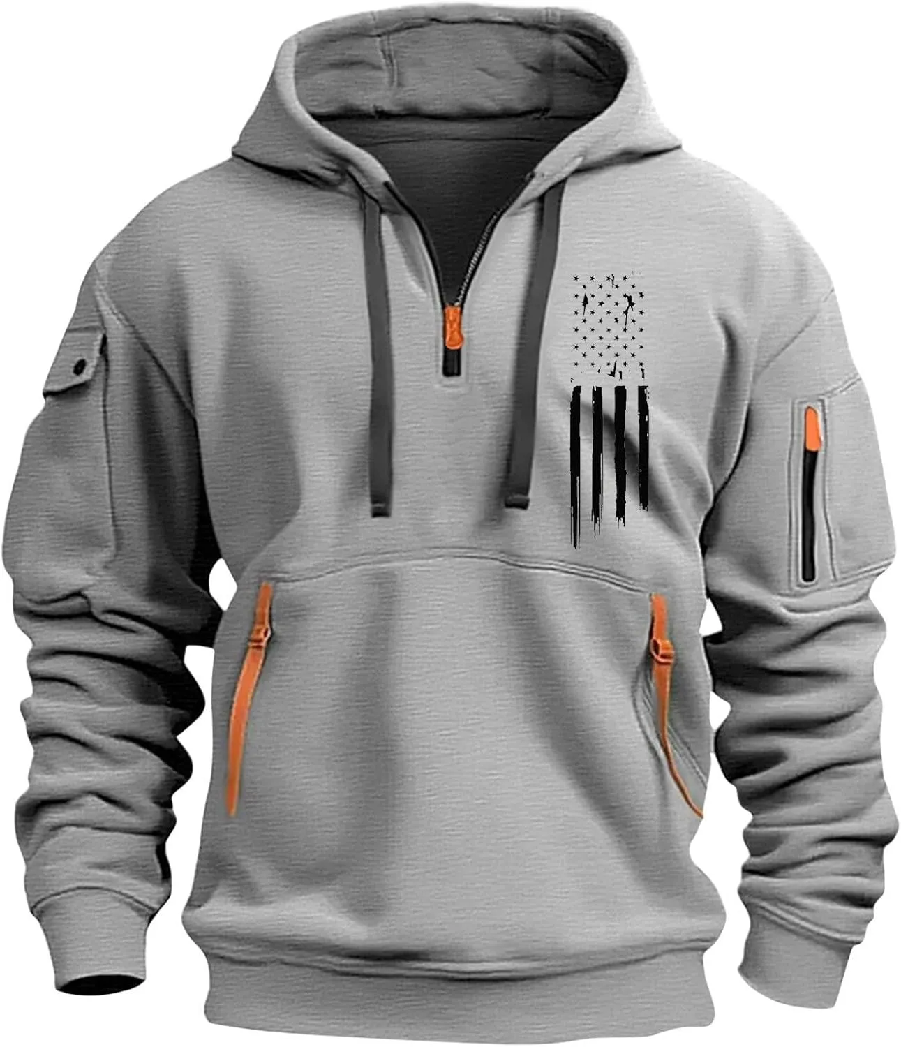 Mens Hoodies 1/4 Zip Slim Fit Basic Comfort Drawstring Mens Sweatshirt Cool Vintage Sweatshirt with Pockets