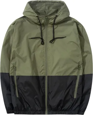 Men's Lightweight Windbreaker Jackets Outdoor Hooded Pocket Raincoat Jacket