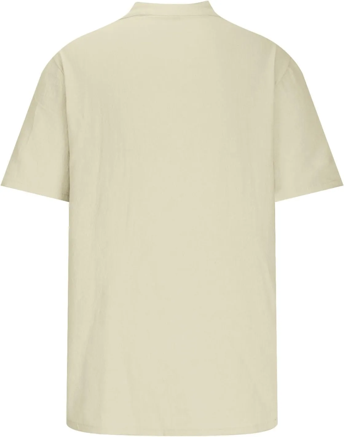 Mens Linen Beach Shirts Cotton Short Sleeves Button Trendy 2025 Blouses Round Neck Outdoor Solid Loose Casual Tees