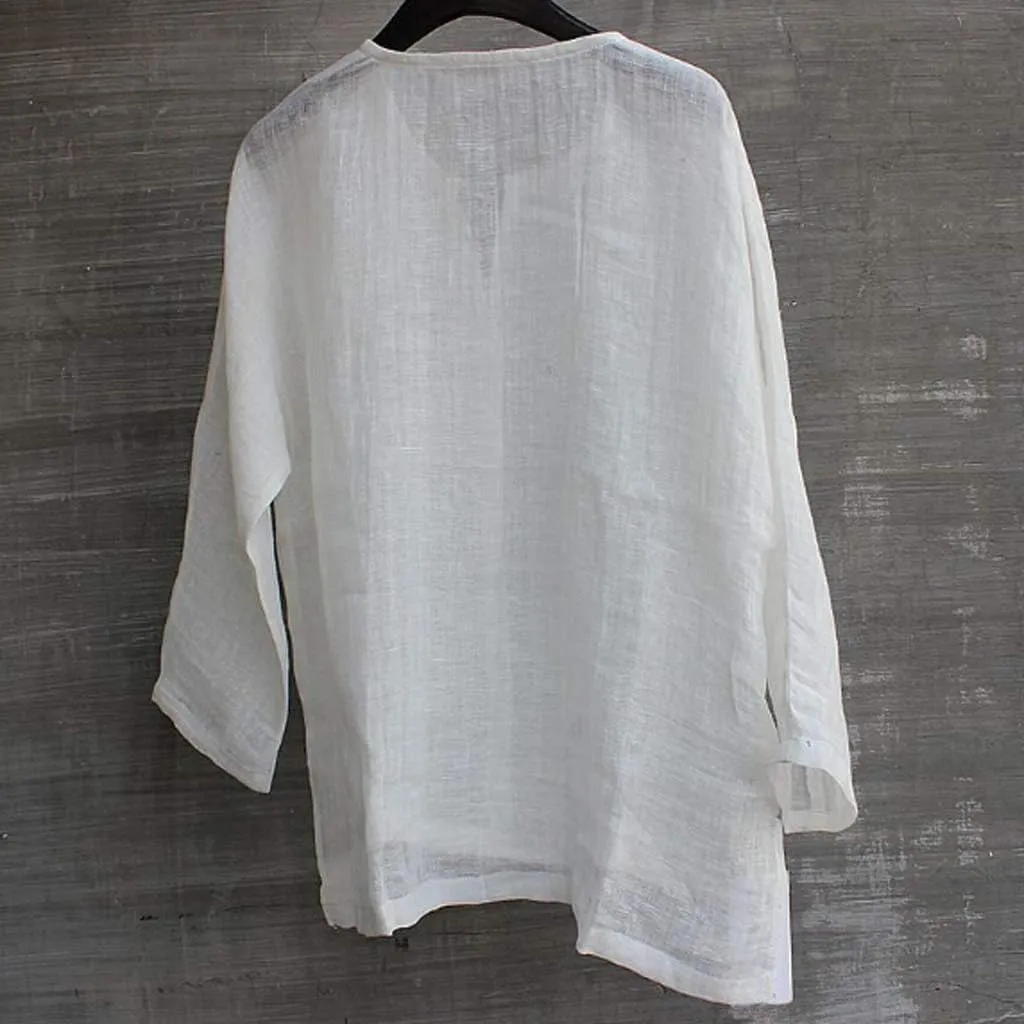 Mens Linen Shirts Long Sleeve Summer Beach Shirts Lightweight Comfy Casual Holiday Shirt Loose Fit Yoga Shirts Trendy