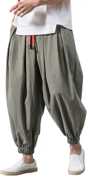 Men's Loose Casual Long Pants, Solid Color Wide Leg Drawstring Pants, Summer Fall Wear Lightweight Long Pants