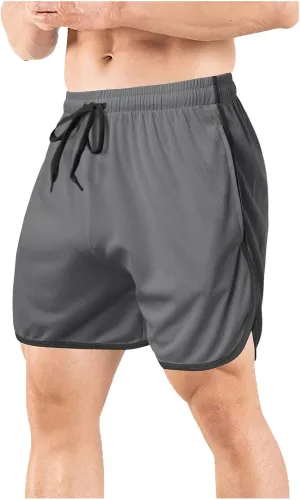 Men's Mesh Gym Shorts with Pockets Performance for Workouts Basketball Shorts Casual Elastic Running Shorts